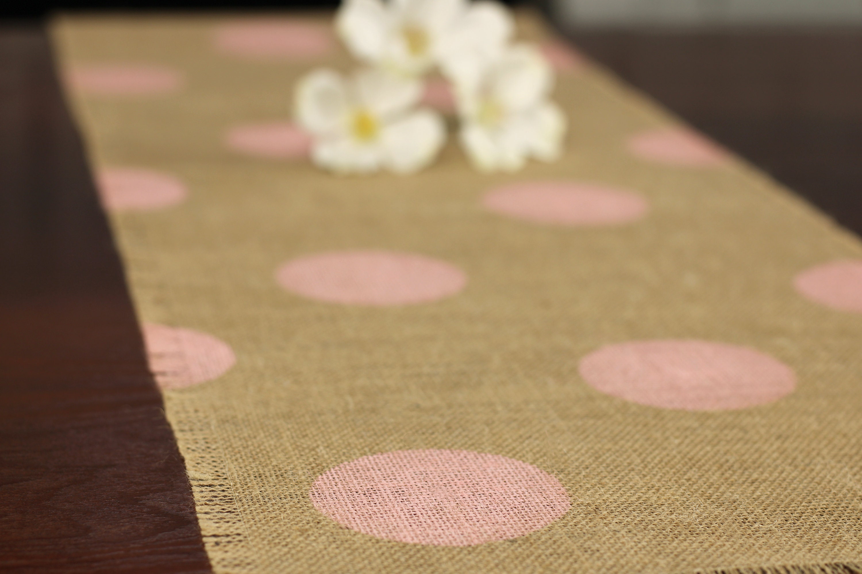 Baby Shower Burlap Table Runner Baby Shower Light Pink Polka | Etsy