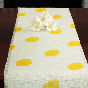 Summer Burlap Off White Table Runner, Yellow Lemon Table Runner, Farmhouse Runner, Lemon Runner, Table Runner, Summer Decor, Outdoor Decor