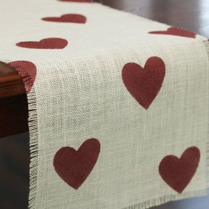 Valentine's Burlap Table Runner, Valentine's Day Barn Red Heart Runner, Valentine's Day Runner, Valentine's Day Decor, Valentine's Party image 3