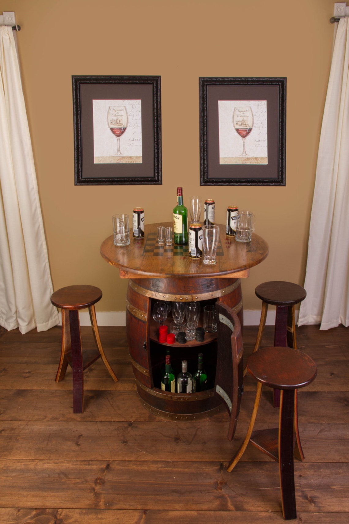 1097 Whiskey Barrel Game Table Set Etsy