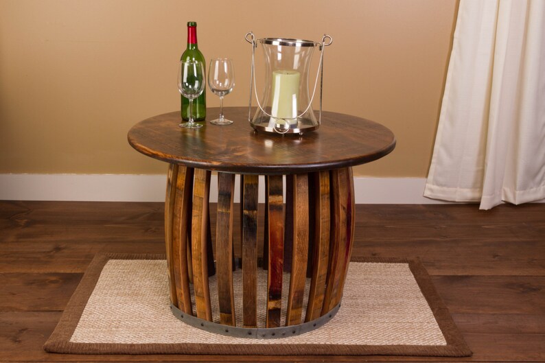 1039 Vintage Wine Barrel Stave and Hoop Coffee Table Etsy
