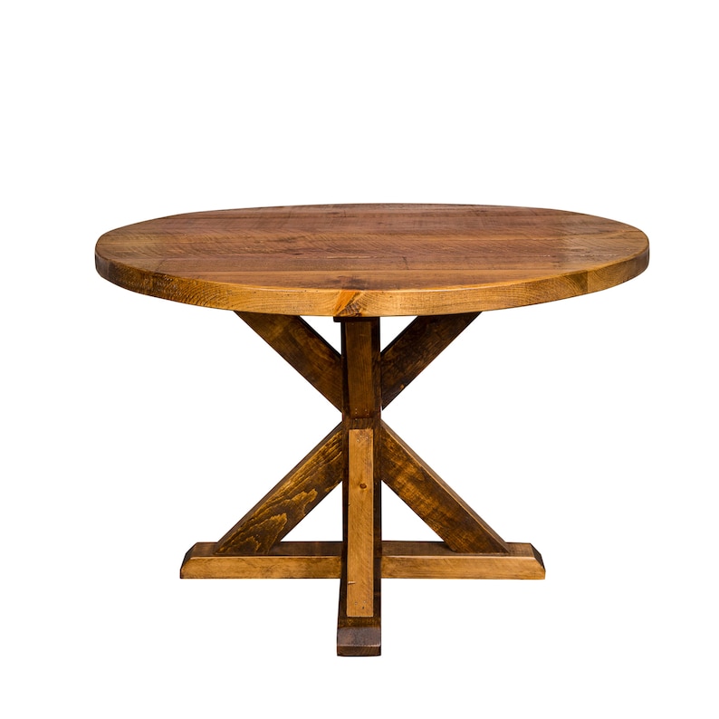 Round Farm Table With Trestle Base Etsy