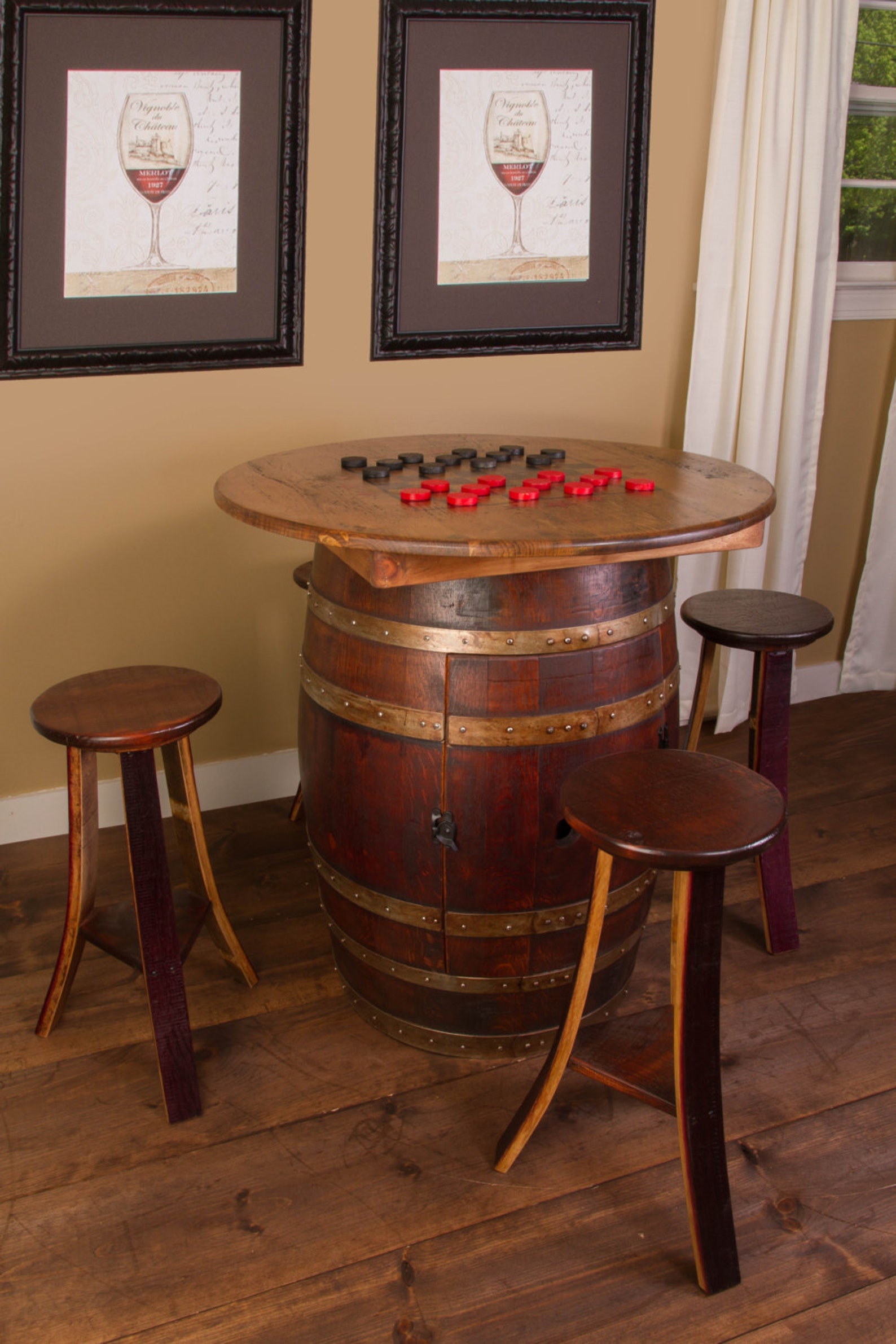 1097 Whiskey Barrel Game Table Set Etsy