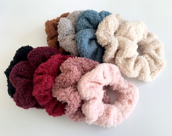 Plush Sherpa Scrunchies, Soft Teddy Hair Tie