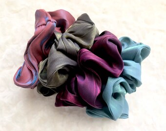 Iridescent Scrunchies, Large Scrunchies Pack, Large Scrunchies, Pink Scrunchies pack,Purple Scrunchies Set of 4