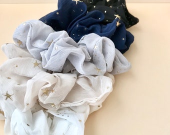 Coleteros de gasa con estrellas doradas celestiales, juego de accesorios para el cabello
