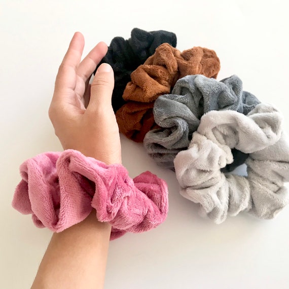 Plush Teddy Scrunchies Set, Soft Velvet Fluffy Hair Tie - Etsy display picture 3