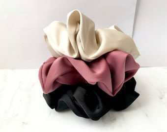 Silky Satin Scrunchies Set, Neutral Hair Tie Pack