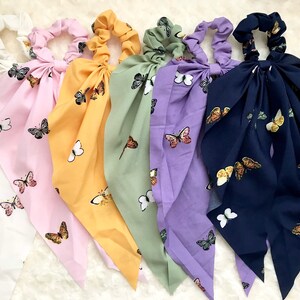 Hair Scarf Scrunchies, Butterfly Scrunchies Pack, Scrunchies with knot, Silk Hair Scarf, Scrunchy Scarf, Chiffon Scrunchies Pack