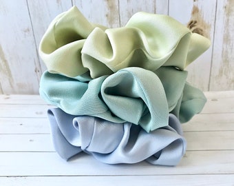 Retro Silky Satin Scrunchies, Soft Hair Ties