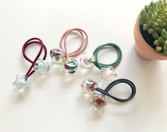 Iridescent Star Hair Tie, Charm Ponytail Holder