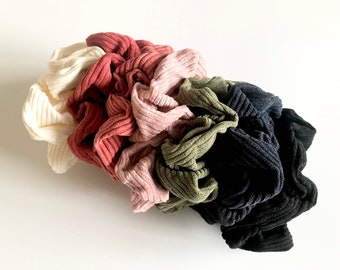 Corduroy Hair Scrunchy, Soft Winter Scrunchies