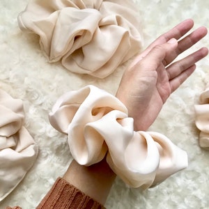 Jumbo Scrunchies, Giant Scrunchies, Extra Large Scrunchy, XXL Scrunchies, Silky Satin Scrunchie, Neutral Scrunchies, Ivory Scrunchies