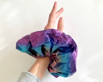 Iridescent oversized Scrunchy, Holographic Giant Scrunchies,Jumbo Scrunchies,XXL Scrunchies, Giant Fluffy Scrunchies