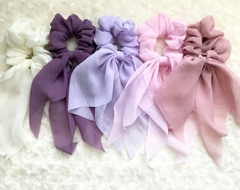 Chiffon Scarf Scrunchies, Set of 5