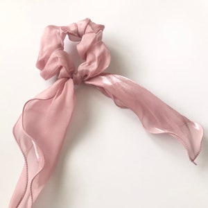 Organza scarf scrunchies, Bow Scrunchy, Scrunchies, Wedding Scrunchies /Netrual Scrunchies / satin scarf / hair scarf rose pink