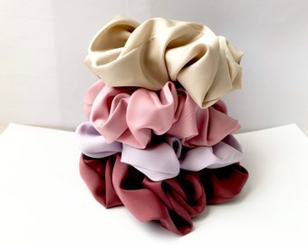 Satin Scrunchies Pack, Set of 4 Large Scrunchies,Pink Scrunchies Set of 4, Valentine Scrunchies, Easter Scrunchies