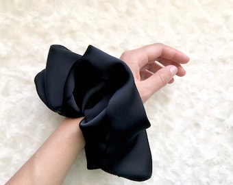 Black Jumbo Scrunchies, Giant Scrunchies, Extra Large Scrunchy, XXL Scrunchies, Silky Satin Scrunchie, Neutral Scrunchies, Black Scrunchies