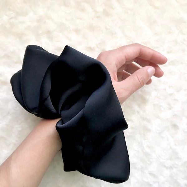 Black Jumbo Scrunchies, Giant Scrunchies, Extra Large Scrunchy, XXL Scrunchies, Silky Satin Scrunchie, Neutral Scrunchies, Black Scrunchies