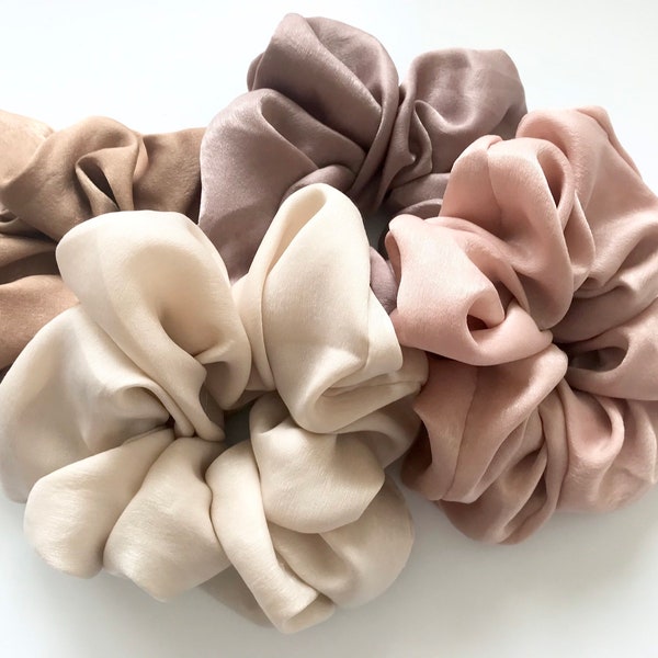 Neutral Large Scrunchies, Beige scrunchies ,Oversized Scrunchies, Giant Fluffy Scrunchies