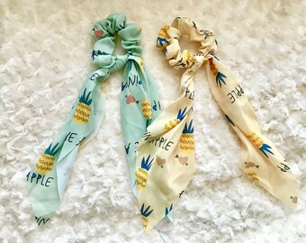 Pineapple scrunchies, Scarf Scrunchies, Chiffon Scrunchies Pack, Fruit Scrunchies set