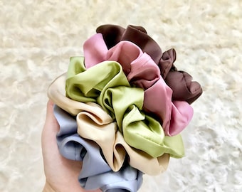 Conjunto de coleteros grandes de satén sedoso y gomas para el pelo