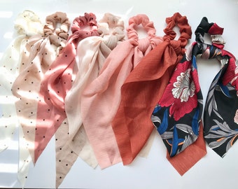 Clearance Sale Scrunchies, Scarf Scrunchies, Scrunchie Pack, Braided Scrunchie Scarf, Scrunchy Scarf, Scrunchies Hair Tie with bow