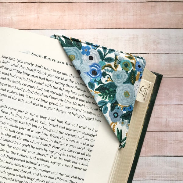 Rifle Paper Co. Bookmark, Fabric Bookmark, Corner Bookmark, Booklover Gift, Square Book Corner, Page Marker