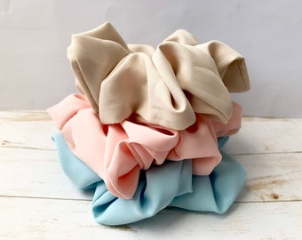 Satin Scrunchies, Scrunchies Pack, Scrunchies Set of 3, Large Scrunchies,Silky scrunchy, Easter Satin Scrunchies, Neutral Scrunchies Pack