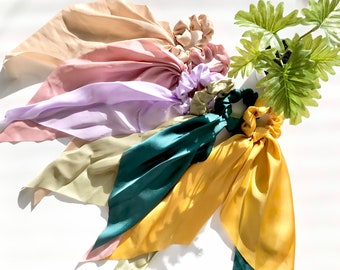 Silky Satin Scarf Scrunchie, Ponytail Tie, Hair Bow
