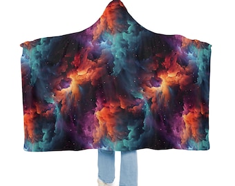 Galaxy Kapuzendecke | Kuscheldecke | Tragbare Decke | Hoodie-Decke | Kuscheldecke | Sherpa Decke
