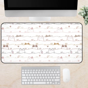 Cat Desk Mat | Floral Desk Mat | Cute Desk Mat | Cute Cat Desk Mat | Desk Mat Aesthetic | Desk Mat Cute | Cute Desk Pad | Cat Desk Pad