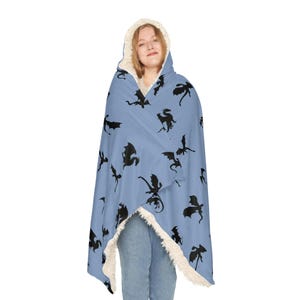 Dragon Hooded Blanket | Fantasy Hooded Blanket | Wearable Blanket | Snuggle Blanket | Hoodie Blanket | Sherpa Blanket | Fleece Blanket image 3