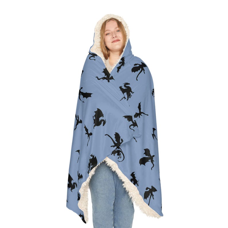 Dragon Hooded Blanket | Fantasy Hooded Blanket | Wearable Blanket | Snuggle Blanket | Hoodie Blanket | Sherpa Blanket | Fleece Blanket image 3