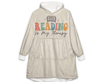 Reading Is My Therapy Blanket Hoodie | Reading Blanket | Hooded Blanket | Hoodie Blanket | Blanket Hoodie | Reading Merch | Hooded Cape