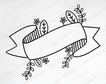 Banner with Flowers SVG, JPG, PNG, digital file