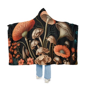 Mushroom Hooded Blanket | Mushroom Blanket | Wearable Blanket | Hoodie Blanket | Snuggle Blanket | Sherpa Blanket | Fleece Blanket image 1