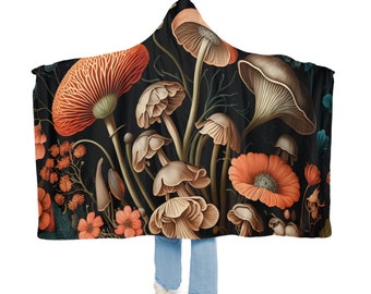Mushroom Hooded Blanket | Mushroom Blanket | Wearable Blanket | Hoodie Blanket | Snuggle Blanket | Sherpa Blanket | Fleece Blanket
