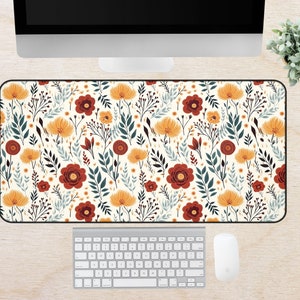 Flower Desk Mat | Floral Desk Mat | Cute Desk Mat | Cute Cat Desk Mat | Desk Mat Aesthetic | Desk Mat Cute |Cottagecore Desk Mat | Mouse Pad
