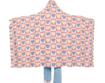Plaid Heart Hooded Blanket | Plaid Blanket | Wearable Blanket | Hoodie Blanket | Snuggle Blanket | Sherpa Blanket