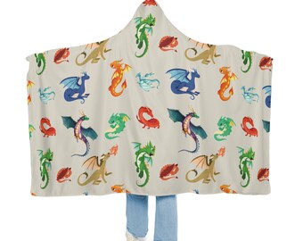 Dragon Hooded Blanket | Fantasy Hooded Blanket | Hoodie Blanket | Wearable Blanket | Snuggle Blanket | Sherpa Blanket | Fleece Blanket