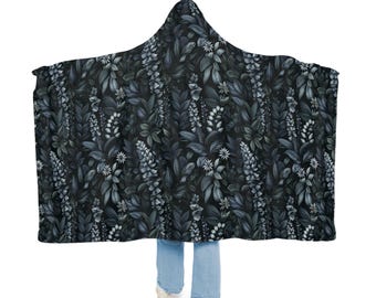 Floral Hooded Blanket | Reading Blanket | Wearable Blanket | Hoodie Blanket | Snuggle Blanket | Sherpa Blanket | Fleece Blanket