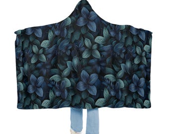 Floral Hooded Blanket | Hooded Cape | Wearable Blanket | Hoodie Blanket | Snuggle Blanket | Sherpa Blanket | Flower Blanket