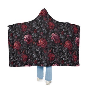 Manta con capucha de flores, Manta para vestir, Manta con capucha, Manta para acurrucarse, Manta de sherpa, Manta polar