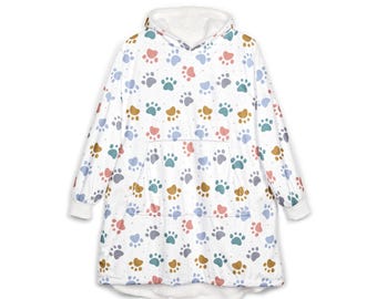 Paw Print Blanket Hoodie | Dog Blanket | Hooded Blanket | Hoodie Blanket | Blanket Hoodie | Fleece Blanket | Hooded Cape | Wearable Blanket