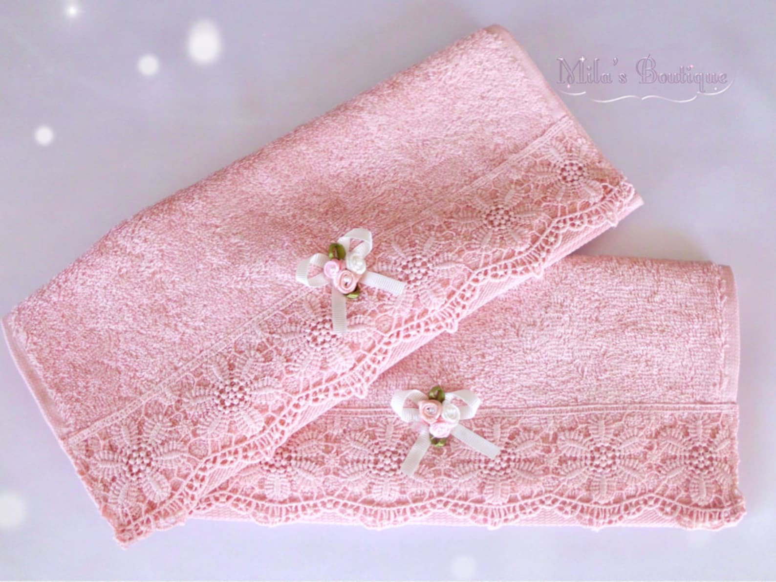 Small hand/fingertip towels set of 2. Pink blush victorian Etsy
