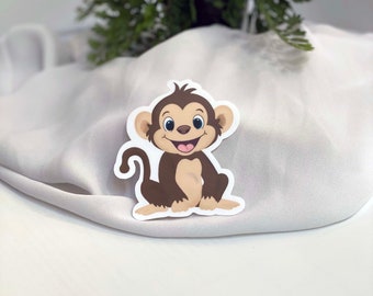 Cute Monkey Vinyl Sticker: Hand-Drawn Animal Decal