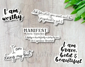 Manifest Sticker Pack | Vinyl Decal | Positive Stickers | Manifestation