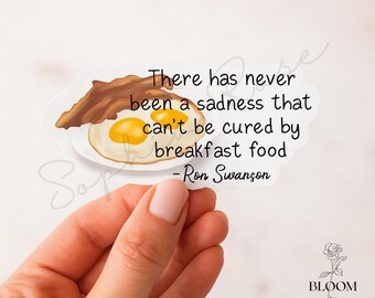 Ron Swanson Breakfast Food Quote Sticker – Funny Bacon & Eggs Vinyl Sticker
