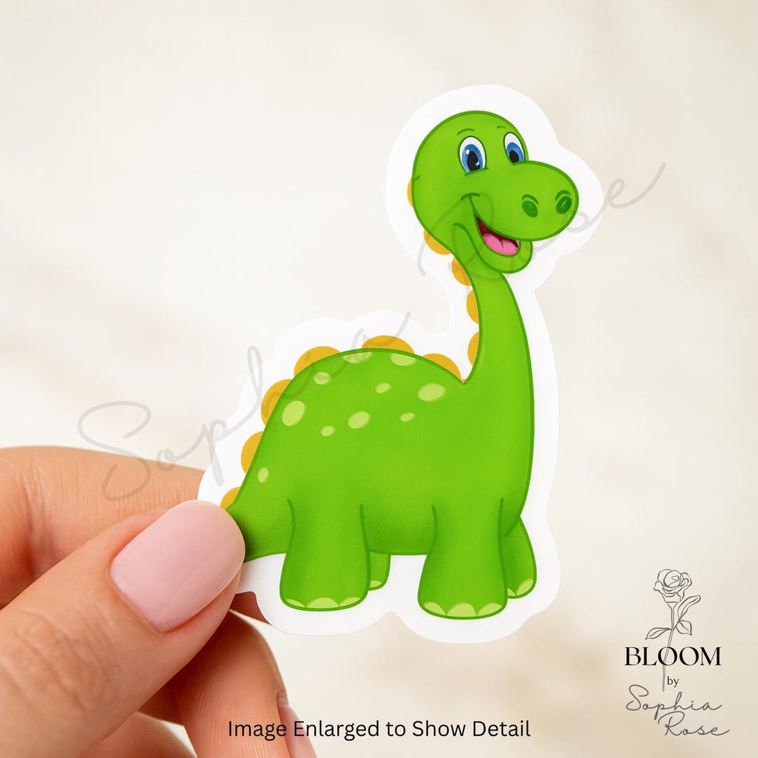 Green Brontosaurus Sticker | Happy Dinosaur Decal, Kids Decor - Etsy